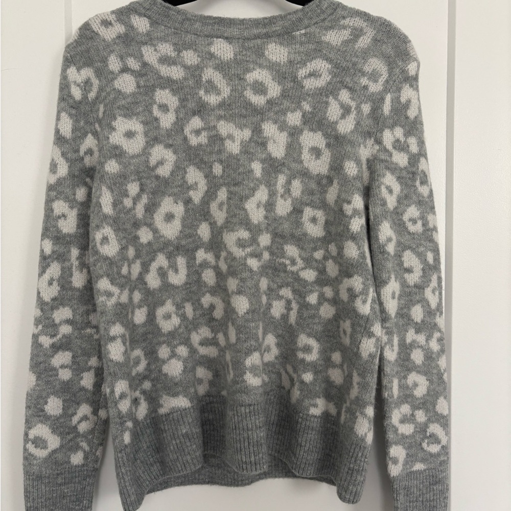 Gray and White Leopard Print Sweater